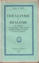 Couverture du livre « Idéalisme et réalisme » de Eugene De Faye aux éditions Nel