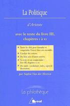 Couverture du livre « La politique, d'Aristote » de Sophie Van Der Meeren aux éditions Breal