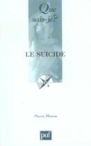 Couverture du livre « Le suicide (8e édition) » de Pierre Moron aux éditions Que Sais-je ?