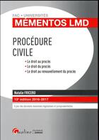 Couverture du livre « Procédure civile 2016-2017 » de Natalie Fricero aux éditions Gualino