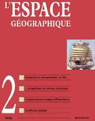 Couverture du livre « L'espace geographique - n 2 - 2003 » de Roger Brunet aux éditions Belin