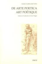 Couverture du livre « De arte poetica - art poetique. edition et traduction de jean pappe » de Marco Girolamo Vida aux éditions Droz