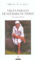 Couverture du livre « Vie et paroles de saï baba de shirdi ; un saint indien » de Erik Sable aux éditions Dervy