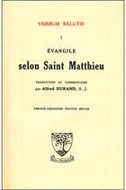 Couverture du livre « Évangile selon saint Matthieu » de Alfred Durand aux éditions Beauchesne