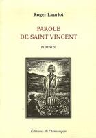 Couverture du livre « Parole de Saint-Vincent » de Roger Lauriot aux éditions Armancon