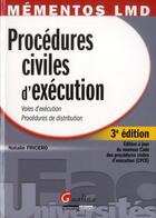 Couverture du livre « Procédures civiles d'exécution ; voies d'exécution ; procédures de distribution (3e édition) » de Natalie Fricero aux éditions Gualino