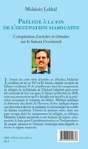 Couverture du livre « Prélude à la fin de l'occupation marocaine ; compilation d'articles et d'études sur la Sahara occident » de Lakhal Malainin aux éditions Editions L'harmattan