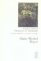Couverture du livre « Julien gracq,paysages et memoire » de Alain-Michel Boyer aux éditions Cecile Defaut