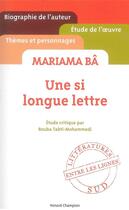 Couverture du livre « Une si longue lettre, de Mariama Bâ » de Bouba Tabti-Mohammedi aux éditions Honore Champion