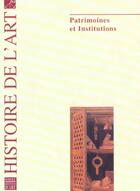 Couverture du livre « HISTOIRE DE L'ART T.56 ; patrimoines et institutions » de  aux éditions Somogy