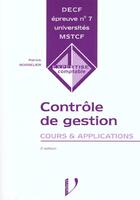Couverture du livre « Decf N.7 ; Controle De Gestion ; 2e Edition » de Patrick Boisselier aux éditions Vuibert