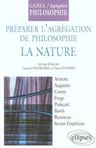 Couverture du livre « Preparer les concours de l'agregation et du capes de philosophie 2001 - la nature » de Dupont/Cournarie aux éditions Ellipses