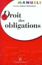 Couverture du livre « Droit des obligations » de Renault-Brahinsky Co aux éditions Gualino