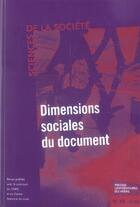 Couverture du livre « Dimensions sociales du document » de Robert Boure aux éditions Pu Du Midi