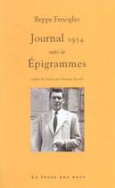 Couverture du livre « Journal 1954 ; épigrammes » de Beppe Fenoglio aux éditions La Fosse Aux Ours