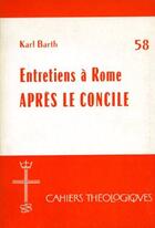 Couverture du livre « Entretiens rome ap concile lab » de  aux éditions Labor Et Fides