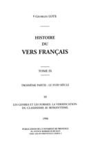 Couverture du livre « Histoire du vers français. Tome IX » de Georges Lote aux éditions Epagine