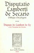 Couverture du livre « Disputatio lamberti de secario » de  aux éditions Jean-cyrille Godefroy