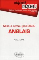 Couverture du livre « Anglais - pre-daeu » de Philippe Lanoe aux éditions Ellipses