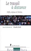 Couverture du livre « Travailler à distance » de Claudia Senik aux éditions La Decouverte
