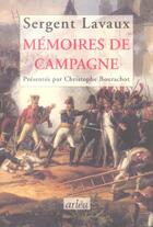 Couverture du livre « Memoires De Campagne » de Lavaux Francois aux éditions Arlea