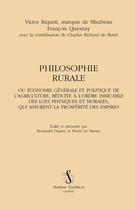 Couverture du livre « Philosophie rurale » de Francois Quesnay et Mirabeau Quesnay aux éditions Slatkine
