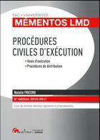 Couverture du livre « Procédures civiles d'exécution 2016-2017 » de Natalie Fricero aux éditions Gualino