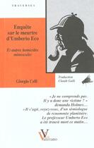 Couverture du livre « Sherlock Holmes Et L'Affaire U Ecco » de Giorgio Celli aux éditions Valeriano