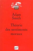 Couverture du livre « Theorie des sentiments moraux » de Adam Smith aux éditions Puf