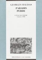 Couverture du livre « Paradis perdu - l'etat de poesie carnets 1988 » de Georges Haldas aux éditions L'age D'homme