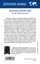 Couverture du livre « Géopolitique identitaire en RDC ; cas de l'identité kasaïenne » de Philemon Muamba Mumbunda aux éditions L'harmattan
