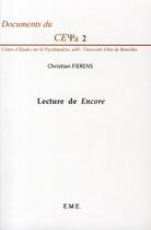 Couverture du livre « Lecture de Encore » de Christian Fierens aux éditions Eme Editions