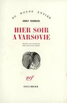 Couverture du livre « Hier soir a varsovie » de Adolf Rudnicki aux éditions Gallimard