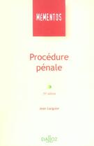 Couverture du livre « Procedure Penale » de Jean Larguier aux éditions Dalloz