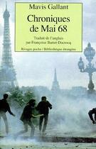 Couverture du livre « Chroniques de Mai 68 » de Mavis Gallant aux éditions Rivages