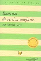 Couverture du livre « Exercices De Version Anglaise (Ne » de Carel Nicolas aux éditions Puf