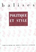 Couverture du livre « Balises t.1 ; politique et style » de  aux éditions Didier Devillez