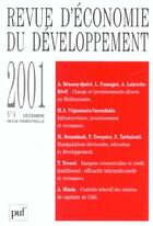 Couverture du livre « Revue d'economie du developpement n 4 2001 » de  aux éditions Puf