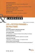 Couverture du livre « Communications & langages n 168 - les petites phrases en politique » de  aux éditions Communication Et Langages