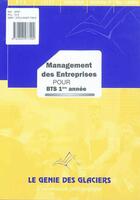 Couverture du livre « Management des entreprises pour BTS 1ère année » de Stephan Jacquet aux éditions Genie Des Glaciers