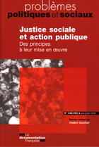 Couverture du livre « Justice sociale et action publique (n.949-950 juin-juillet 2008) » de Frederic Gonthier aux éditions Documentation Francaise