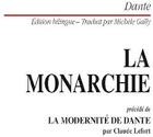 Couverture du livre « La monarchie ; la modernité de Dante » de Dante aux éditions Belin