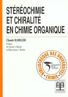 Couverture du livre « Stereochimie et chiralite en chimie organique » de Rabiller aux éditions De Boeck