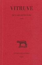 Couverture du livre « De l'architecture L1 » de Vitruve aux éditions Belles Lettres