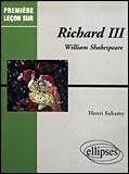 Couverture du livre « Shakespeare, richard iii » de Henri Suhamy aux éditions Ellipses