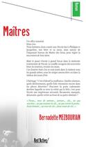 Couverture du livre « MAITRES » de Bernadette Mezbourian aux éditions Red'active