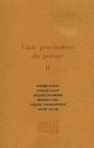 Couverture du livre « Revue Etats Provisoires Du Poeme T.2 » de  aux éditions Cheyne