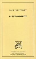 Couverture du livre « La responsabilité » de Fauconnet Paul aux éditions Pu De Dijon