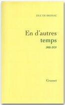 Couverture du livre « En d'autres temps » de Brissac Duc aux éditions Grasset