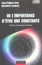 Couverture du livre « De l'importance d'etre une constante... » de Uzan/Leclercq aux éditions Dunod